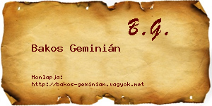 Bakos Geminián névjegykártya